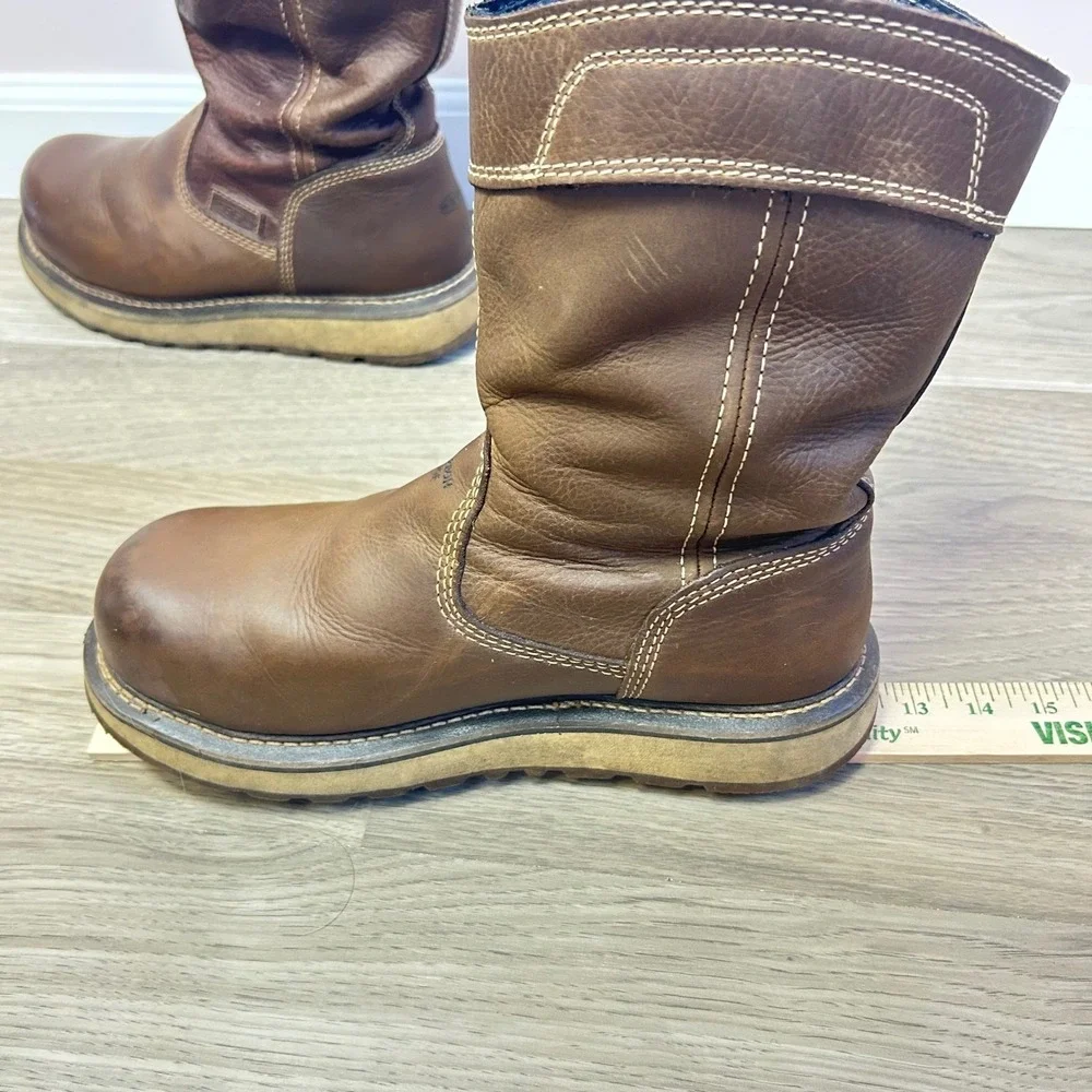 KEEN Utility Mens Brown Leather Carbon‎ Toe Pull On Work Boots 9D Construction